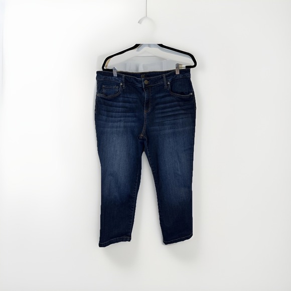 KUT from the Kloth Jeans Womens Size 16 Blue Denim Crop Straight Leg - Picture 1 of 10